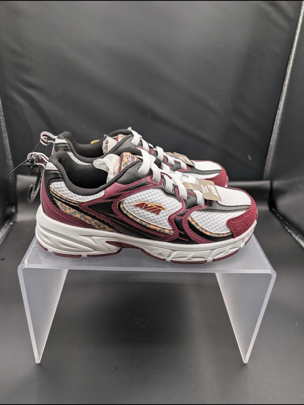 Avia Girl's Burgundy, White & Black Athletic Sneakers